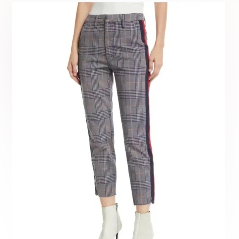 Mother Jeans 26 The Shaker Prep Fray Ankle Pant Plaid Trousers Preppy Downtown